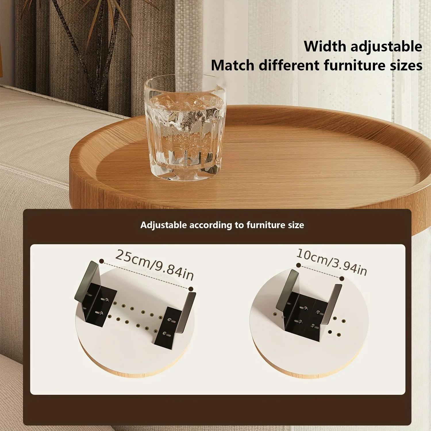 1pc Modern Expandable Sofa Arm Table - Contemporary Wooden Side Table, Easy To Clean