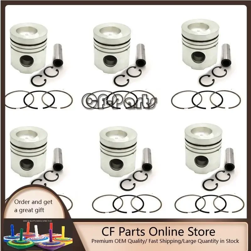 

New 6 Sets STD Piston Kit With Ring 12011-96000 Fit For Nissan PD6 Engine 110MM