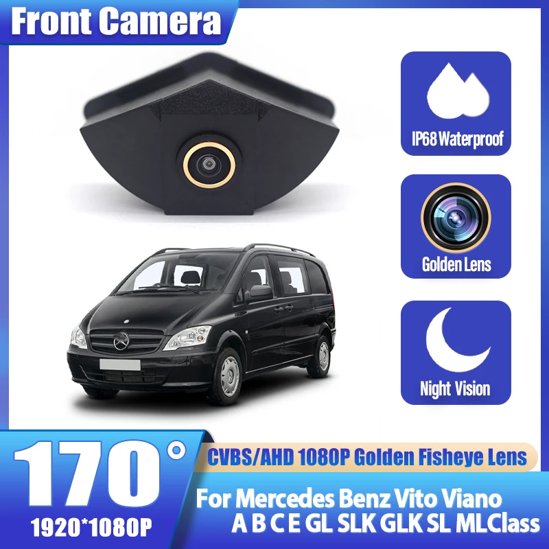 Golden FishEye lens AHD 1080P Car Front View Logo Camera For Mercedes Benz Vito Viano A B C E GL SLK GLK SL ML GLA GLC GLE Class
