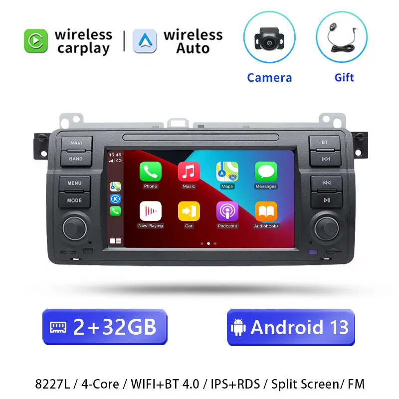 Uckazy 1 Din Android 13 Car Multimedia Player For BMW E46 M3 Rover 75 Coupe 318/320/325/330/335 Radio GPS Navigation Stereo Audio Head Unit