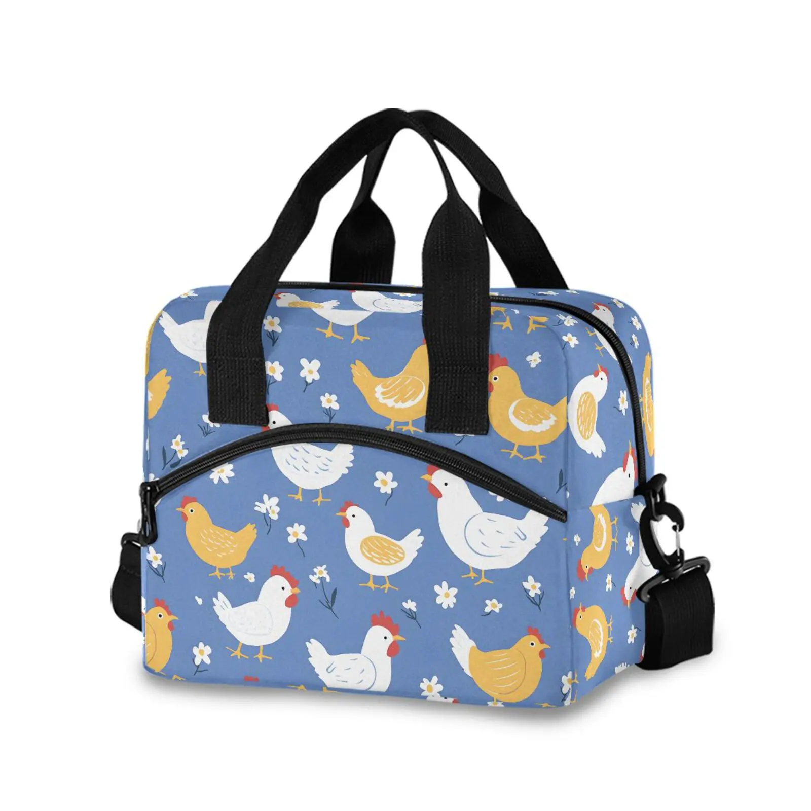 ALAZA Men Women New Insulation Thermal Lunch Bag Fresh Keeping Large Rooster print Tote Box Portable One Shoulder Cooler Bags
