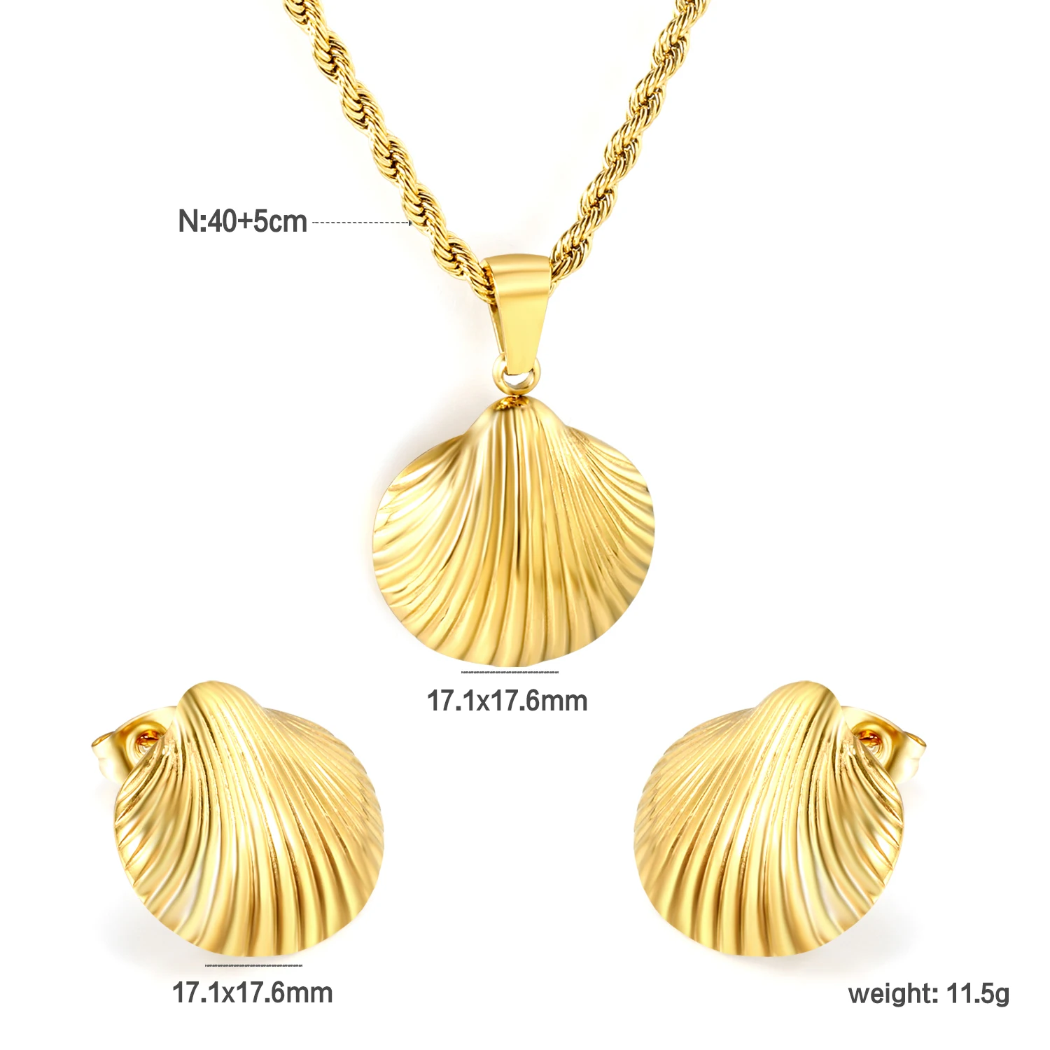 Women's Circular Shell Necklace & Earring Set, Wedding Party