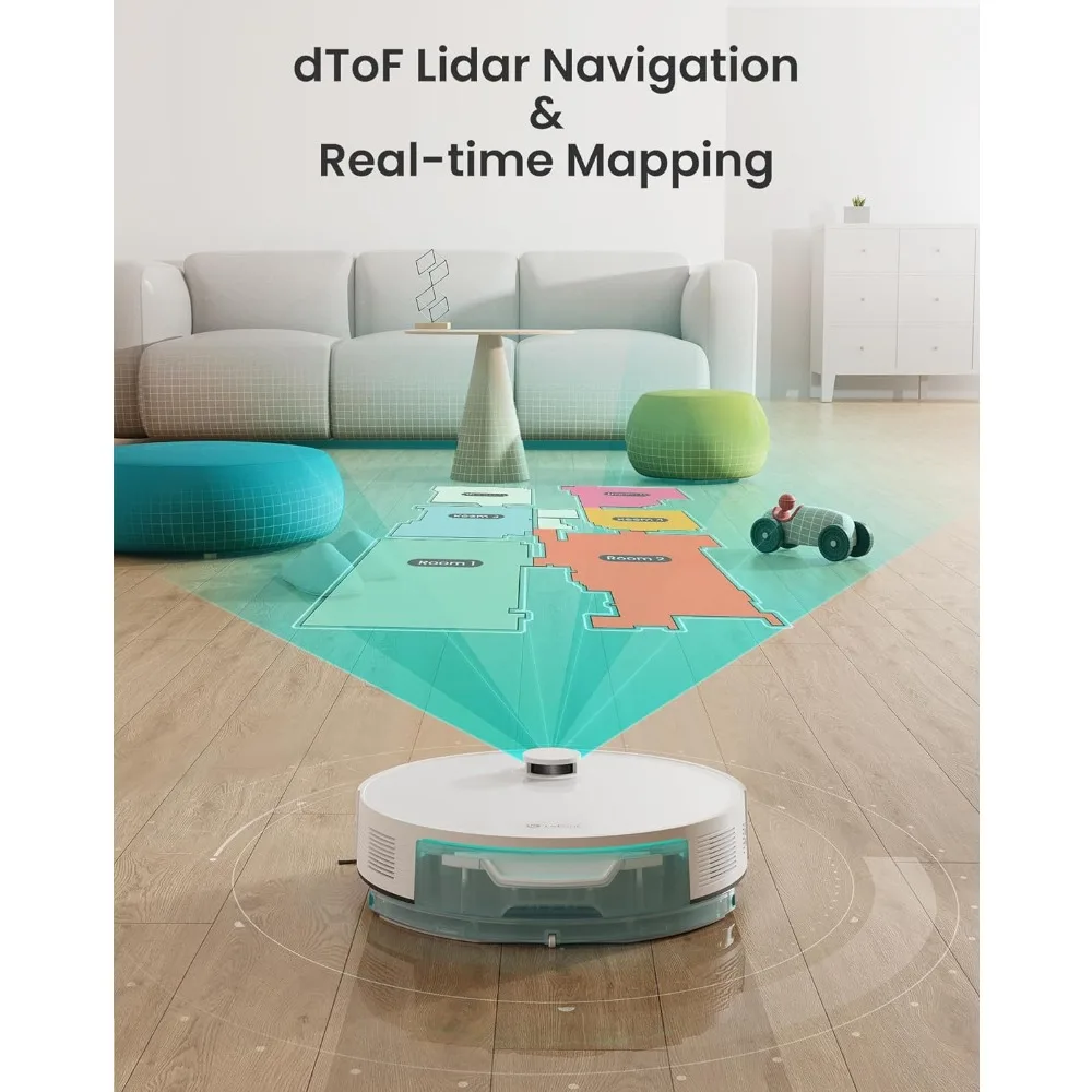 N3 Robot Vacuum and Mop Combo, Precision Mapping with Lidar & dToF Sensors, Max 4000Pa Suction, Ultrasonic Carpet Detection