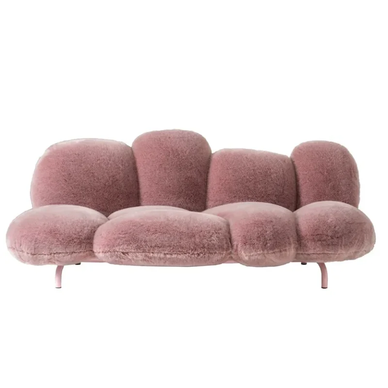 Furry puff sofa edra Cipria model room single person sofa