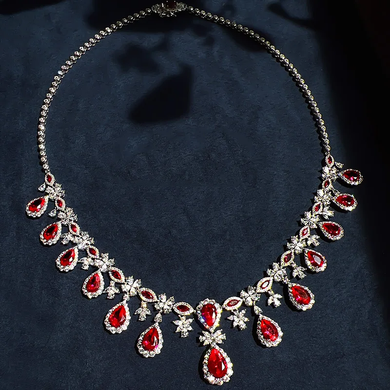 JitDoo 2023 Luxury Vintage Necklace for Women Cubic Zircon Crystal Bridal Wedding Engagement Party Jewelry Girl's Halloween Gift
