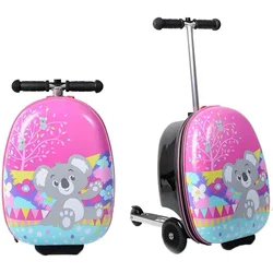 Children Suitcase Foldable Trolley Luggage Spinner Wheels Cute Cartoon Skateboard Schoolbag Kids Scooter Suitcases Gift