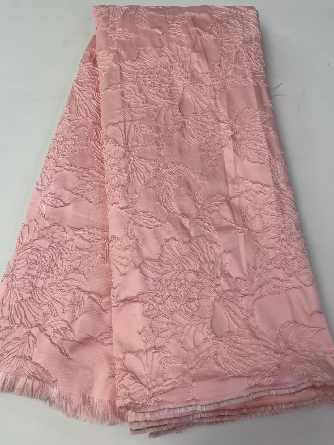 

Latest Pink Damask Brocade Nigerian Lace Fabric 2025 French African Jacquard Lace Fabric For Nigerian Party Dress Sew LJK25119