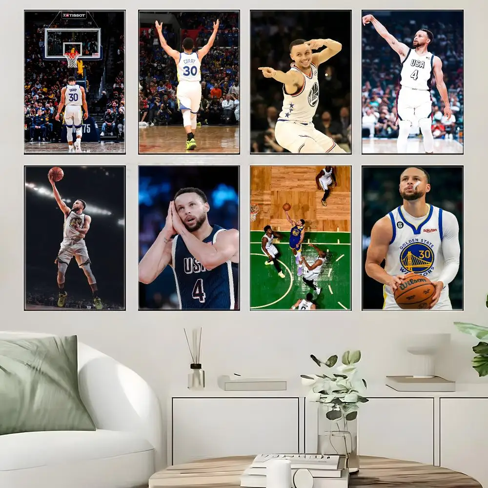 Basketball S-Stephen Super Star C-Curry Poster  Self-adhesive Art Waterproof Paper Sticker Coffee House Bar Room Wall Decor