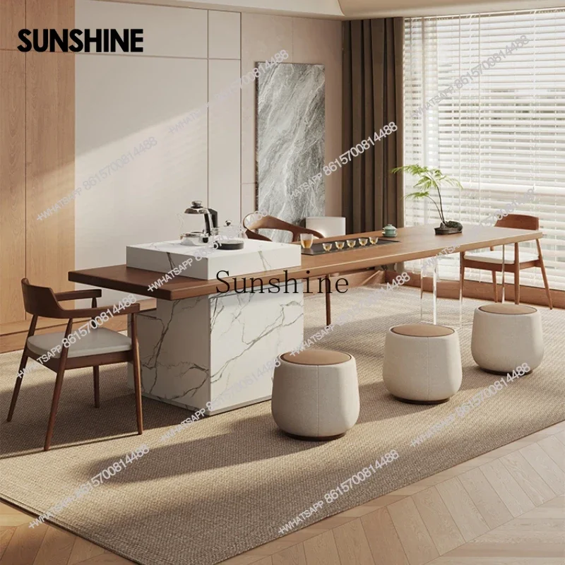 Solid wood island tea table and chair combination home living room office multi-functional tea tableX