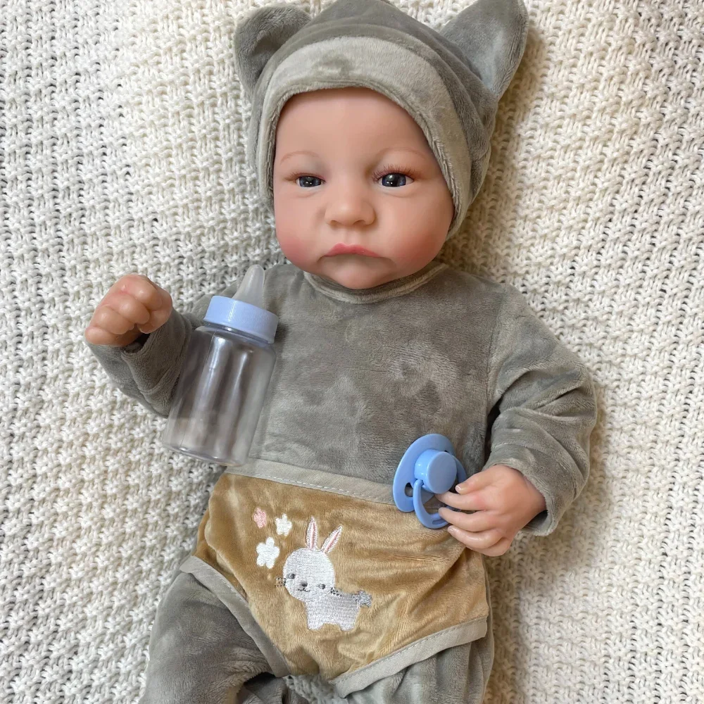 46cm Soft Or Full Body Silicone Vinyl Reborn Awake Open Blue Eyes Boy Or Girl Newborn Doll 3D Skin Tone Christmas Gift