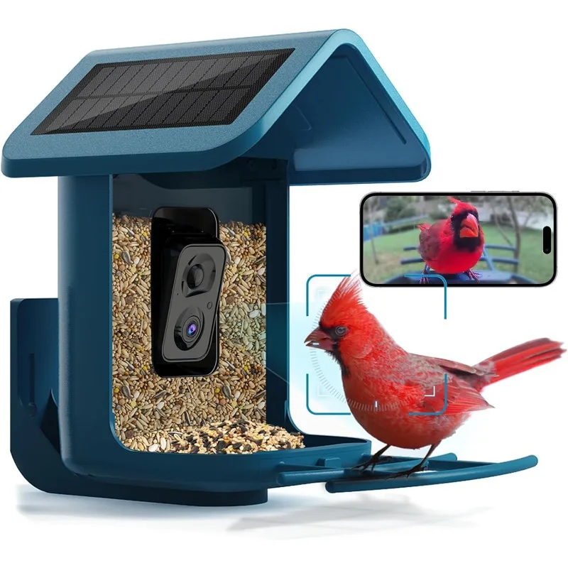 Bird Feeder with Camera Solar Powered: Smart Camera Bird Feeder 2K Live Feed Cam for Outdoor Backyard