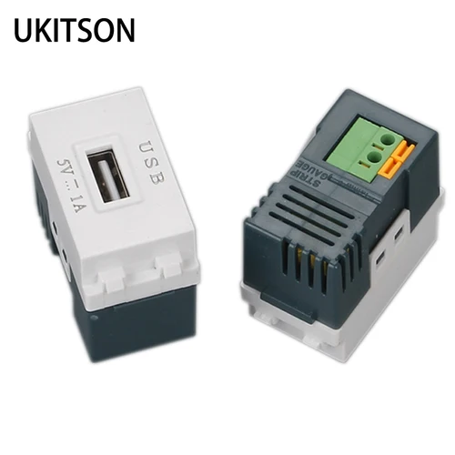 Imagen 1 del producto Módulos de carga USB2.0 DC5V 1A, cargador USB de 23x36mm, toma de corriente de energía para toma de pared, conector de ranura eléctrica