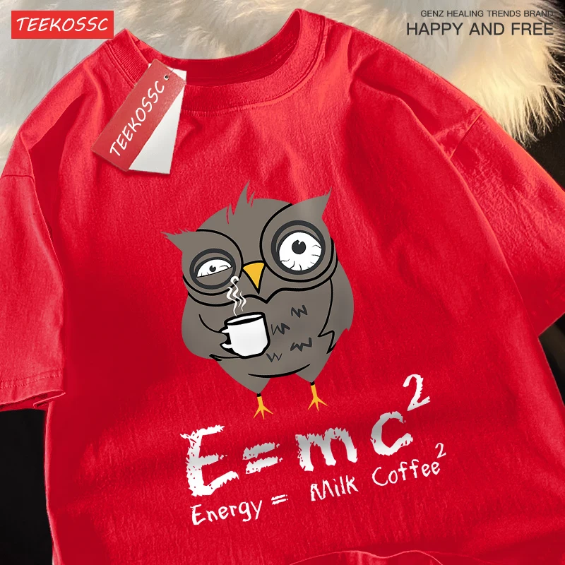 Energy Milk Coffee Fun Formula Printing Mens T-Shirts Cotton Streetwear Loose Oversize T Shirt Pattern Tee Clothes Couple image 4
