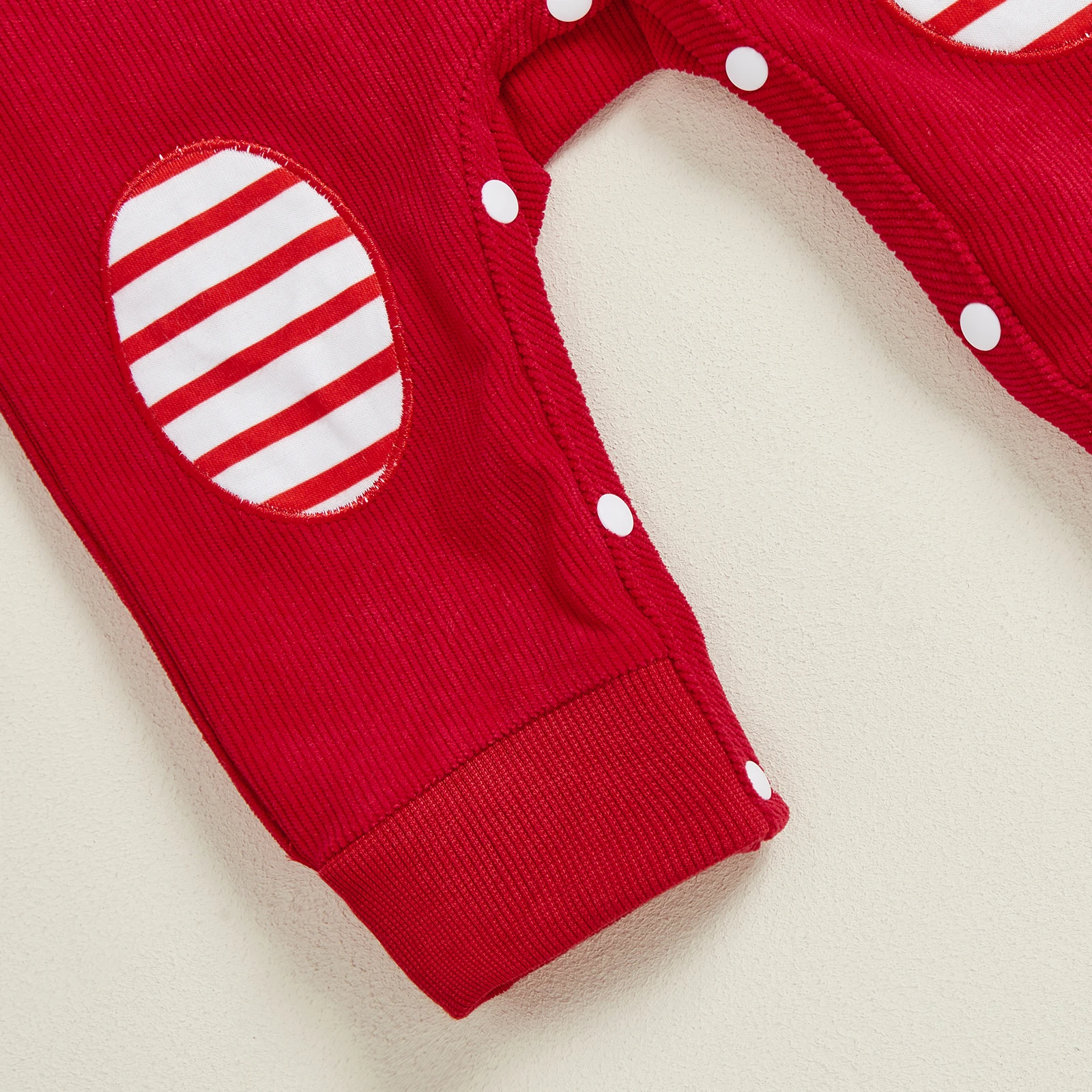 

Newborn Baby Girl Romper Animal Embroidery Crew Neck Long Sleeve Full Length Striped Jumpsuit with Hat