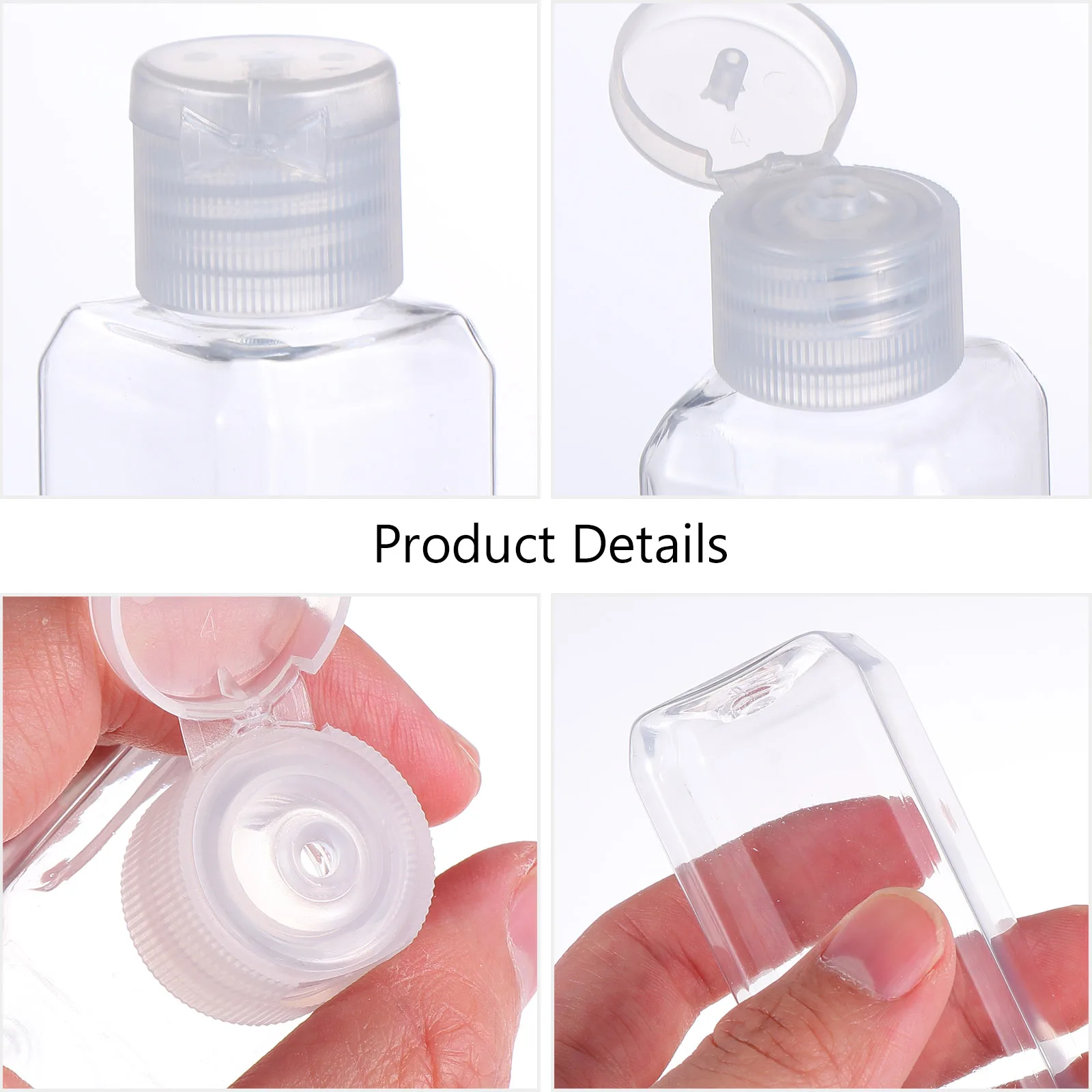 

20pcs Alcohol Plastic Bottles Durable Reusable Containers 50ml Clear Empty Refillable Travel Portable Cosmetics Outdoor Camping