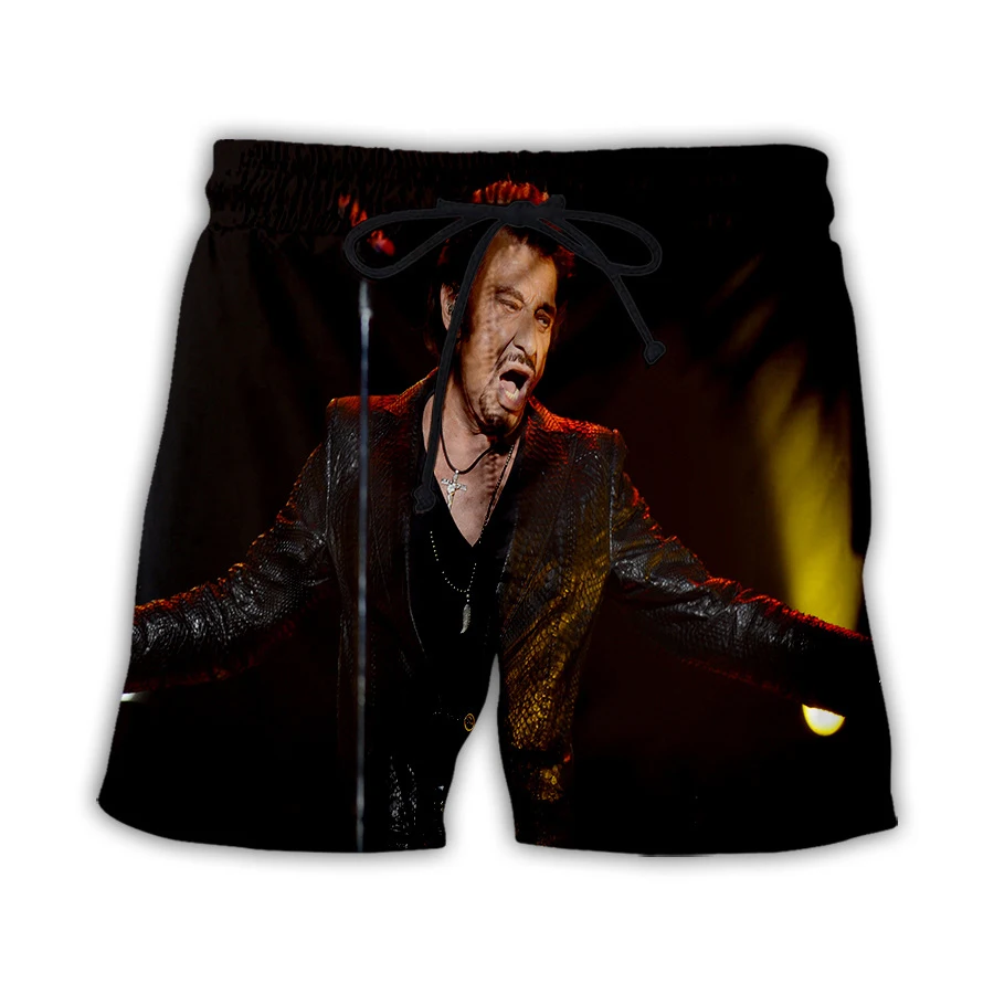 Rock Johnny Hallyday 3D Print Beach Shorts Men Women Fashion Oversized Surfing Board Sport Pants Swimsuits Trunks Kid Clothing