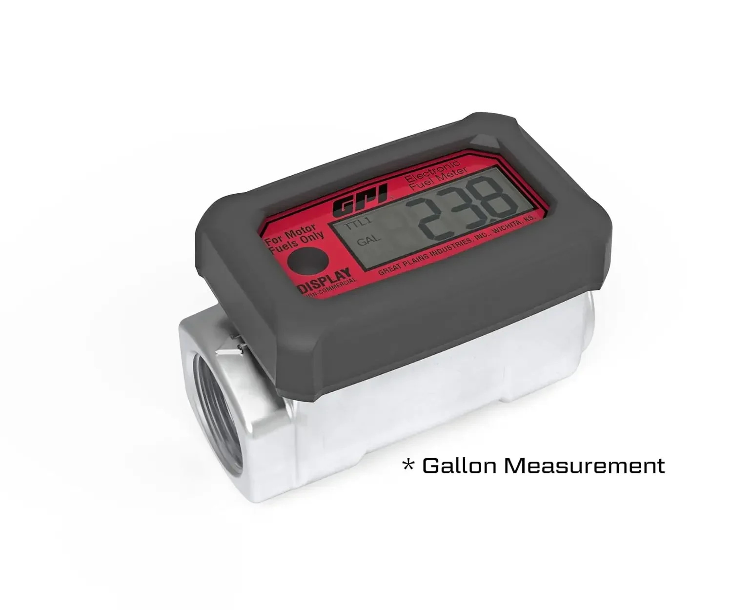 (GALLONS) 01A31GM Aluminum Turbine Fuel Flowmeter with Digital LCD Display, 3-30 GPM, 1-Inch FNPT Inlet/Outlet, 0.75-Inch Reduce