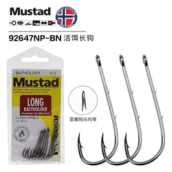 10 packs/lot Mustad hooks for Live bait casting fishing  92647-bn # long double backstab hooks high carbon steel hooks tackles