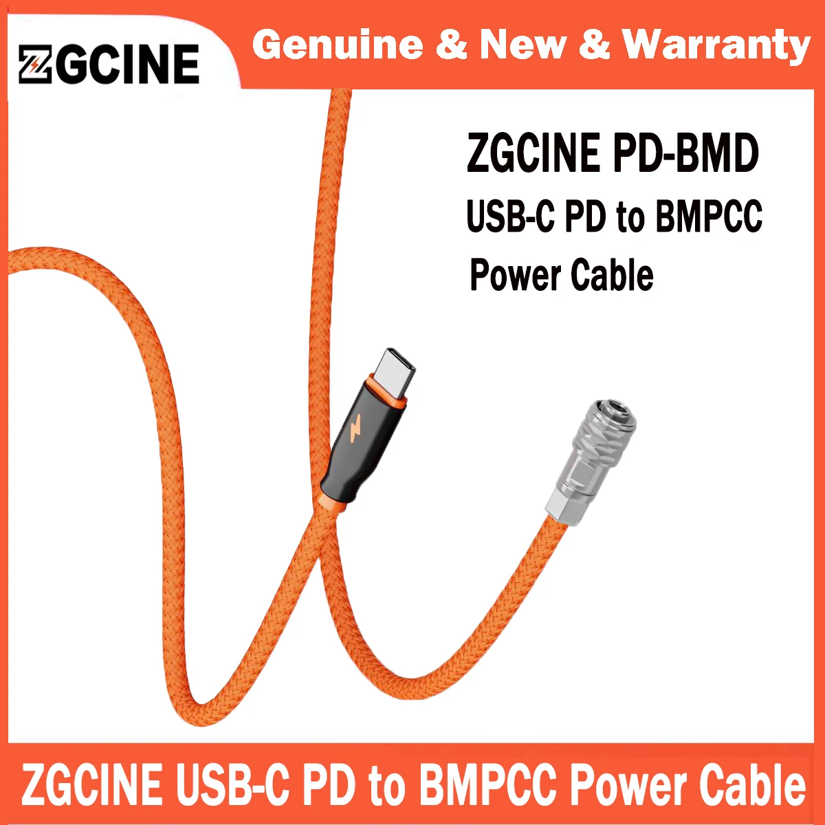 ZGCINE PD-BMD Cavo di alimentazione da USB-C a BMPCC a 2 pin Lunghezza 60 cm con cavo intrecciato per Blackmagic Pocket Camera 4K/6K e batteria con attacco a V