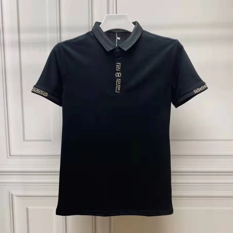 Aesthetic Streetwear Casual Clothing Kpop Top Plain Male Polo T Shirts Ordinary With Collar Tee Shirt for Men Chic Black New In