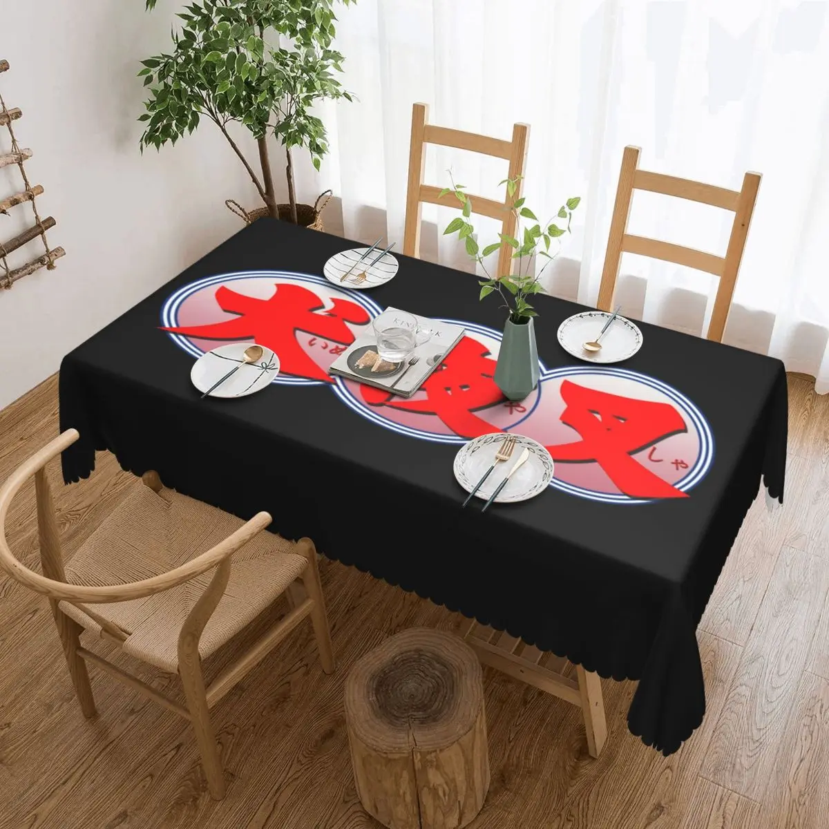 Customized Classic Inuyasha Logo Rectangular Tablecloth Waterproof Table Cloth Cartoon Manga Table Cover