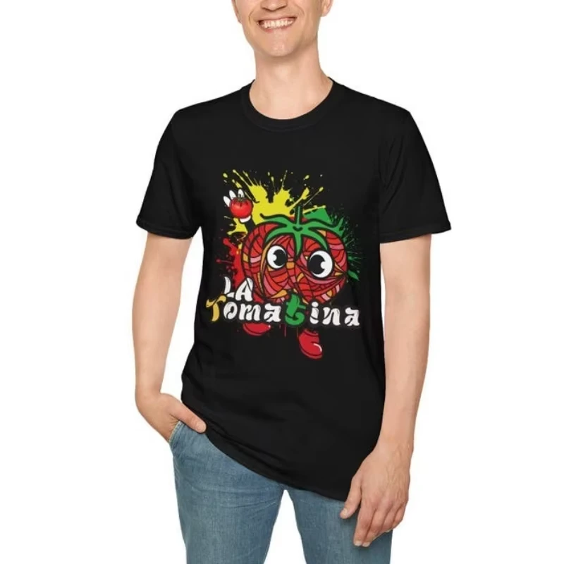 

La Tomatina Festival Cotton Tee Summer Short Sleeve Casual Fun Tomato Party Shirt Gift Newly Launched Breathable Round-neck Top