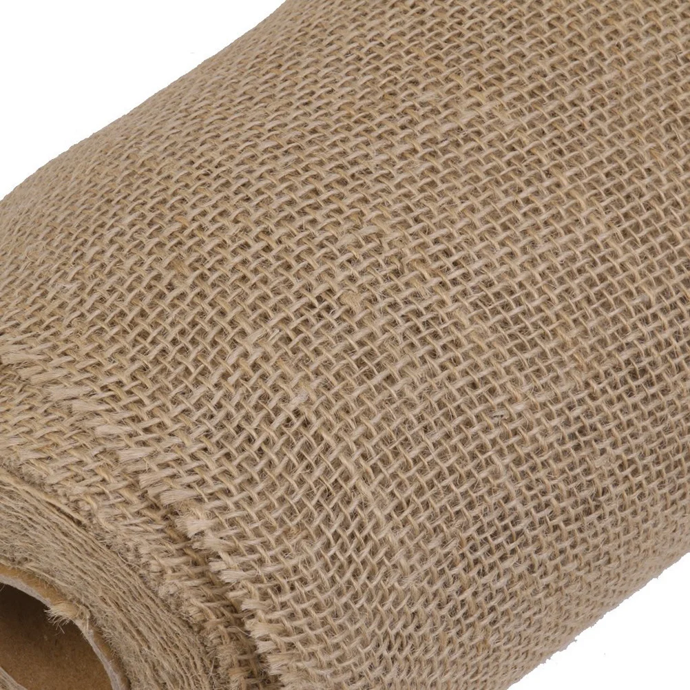 

10M Brown Table Runner Rustic Table Cover Rustic Vintage Hessian Jute Fabric For Wedding Country Decor Serged Edge