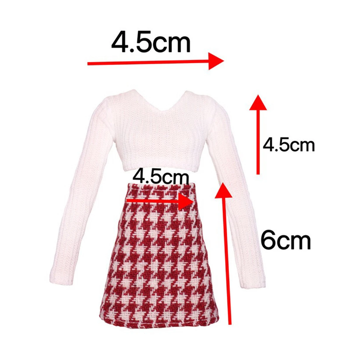 Vêtements de poupée de supermodèle FR 30cm, haut court blanc + jupe à carreaux, ensemble pour poupée princesse 1/6, habillage quotidien