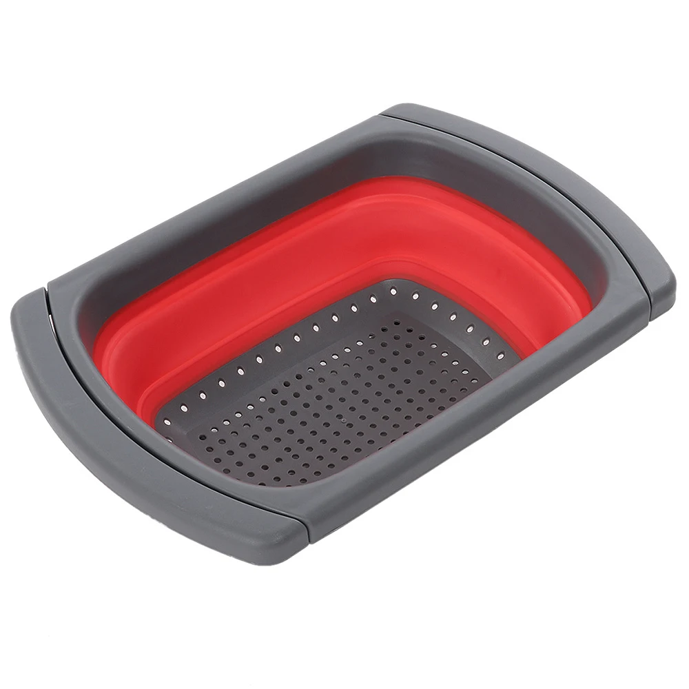 Silicone Large Square Telescopic Fruit Vegetable Basket Foldable Colander for Home Fruit Cleaning / Kitchen Storage