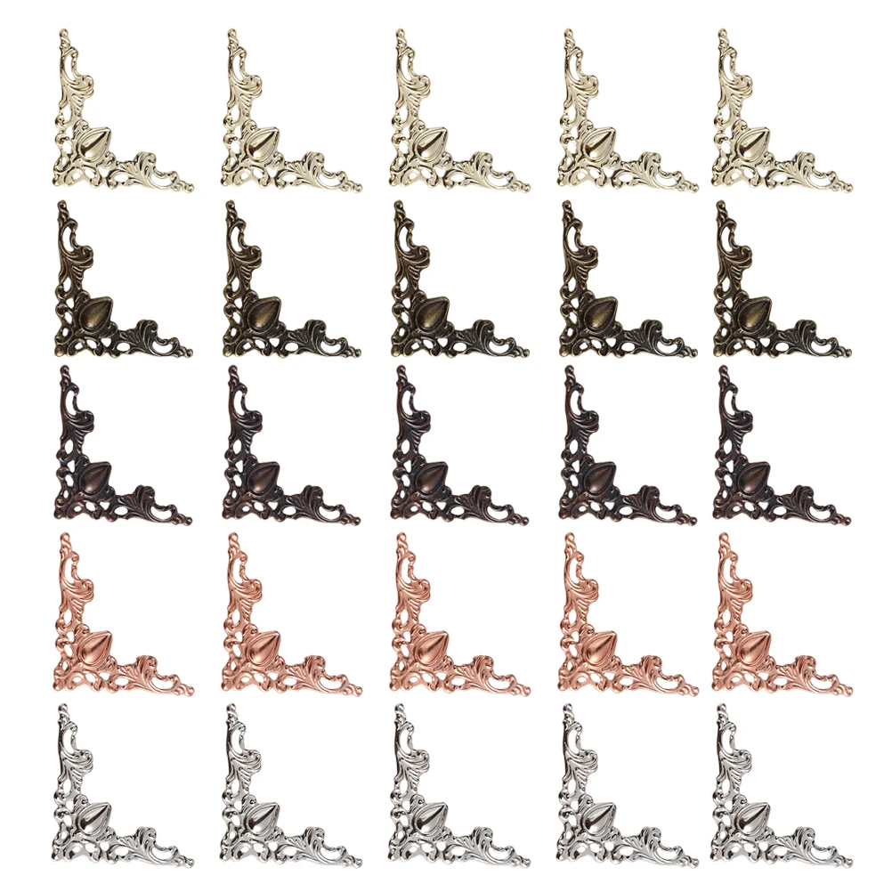 

50 Pcs Corner Decorative Pieces Iron Carved Appliques Right Angle Furniture Box Decor Multi Color DIY Material Hardware