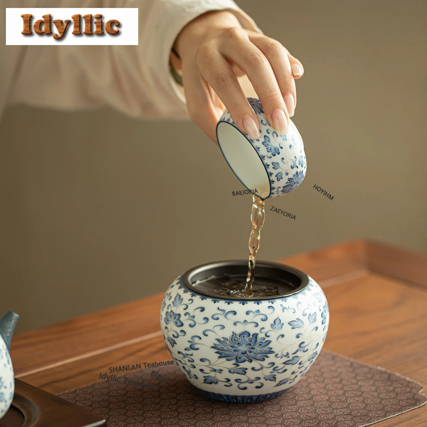 HOYIHM Tracing Silver Column Lotus Jianshui Tea Cup Wash Tea Dust Cylinder Barrel Tea Garbage Can Chaxi Supplies Collection Gift