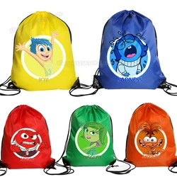 Inside Out 2 Drawstring Backpack Disney Cartoon Anime Draw String Bags Men Women Portable Storage Bag Gym Riding Waterproof