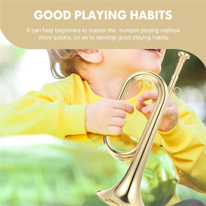

-A90P Small Trumpet Bugle Brass Golden Horn Simple Beginner Wind Instrument For School Band Child Student