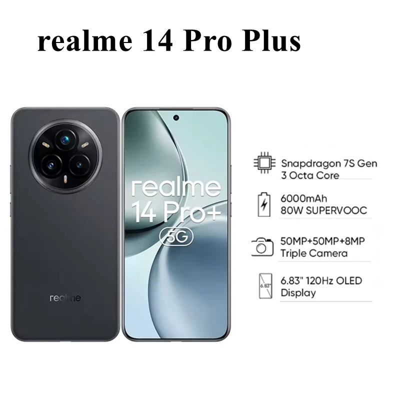 Unlocked Realme 14 Pro Plus 5G NFC 3 Octa Core 6000mAh 80W SUPERVOOC Snapdragon 7S Gen  50MP China Version