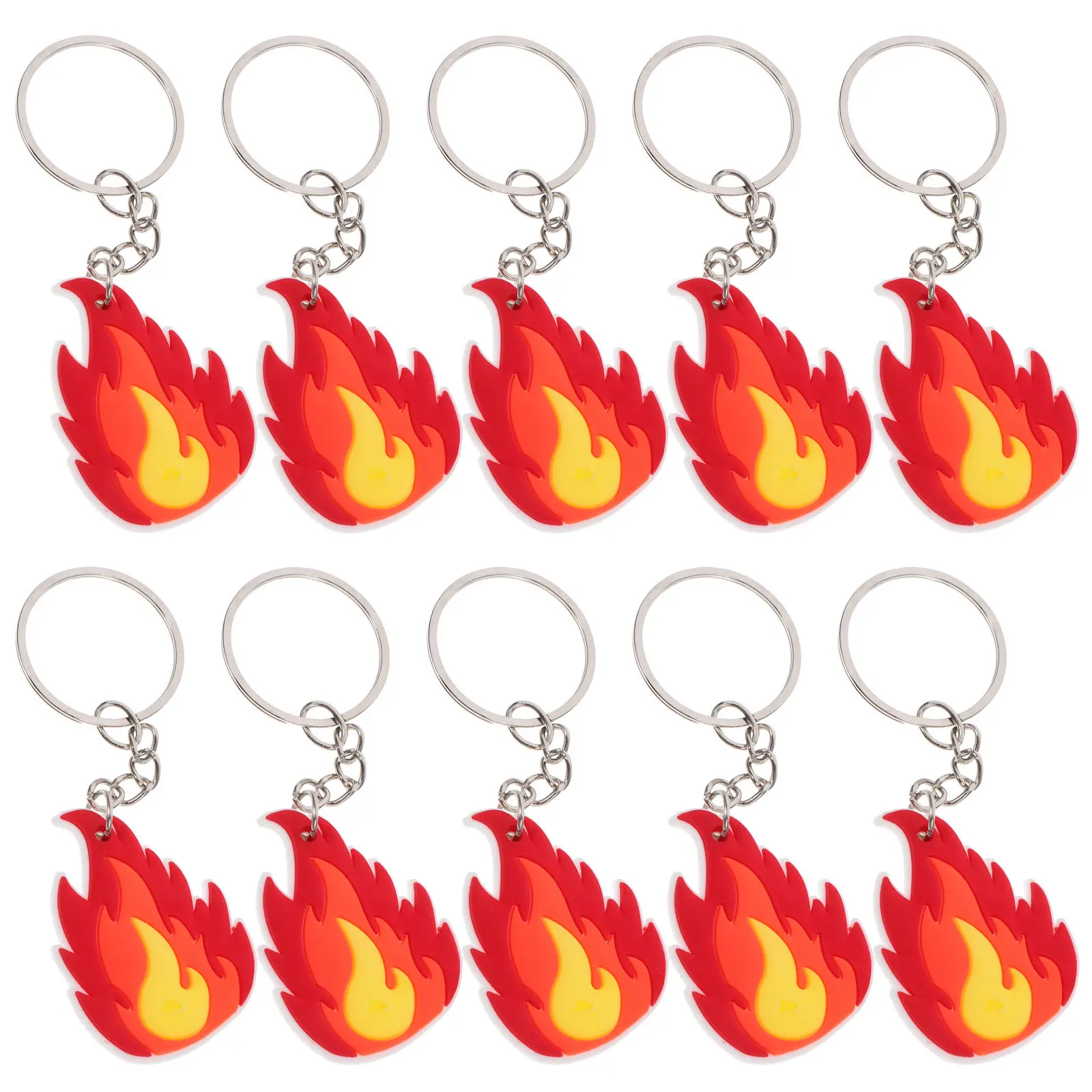 

10Pcs Firefighter Key Holders Flame Charms Party Favors Firefighter Party Decorations Fire Department Support Fire Truck