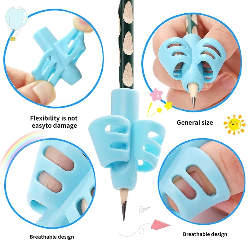 Children's Writing Pencil Pen Holder 5/10/20Pcs Set Silicone Assisted Grip Posture Orthosis for Students Learn & Practice