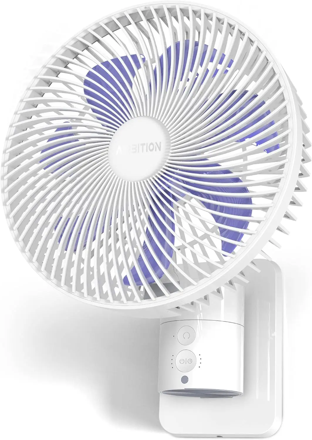 Wall Mount Fan com controle remoto, pequeno temporizador, 90 ° oscilante, 4 velocidades, 120 ° inclinação ajustável, alta velocidade, 70 Polegada Co, 8"