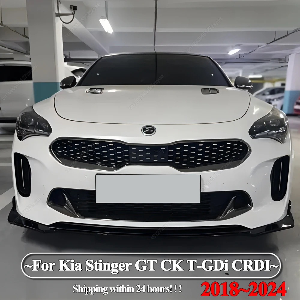 

Car Front Bumper Splitter Lip Spoiler Diffuser Guard For Kia Stinger GT CK T-GDi CRDI 2018-2024 Body Kit Cover Tuning ABS Black