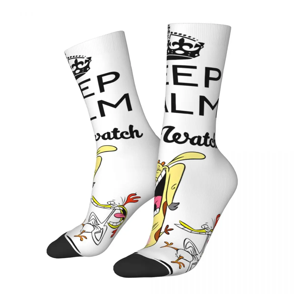 Funny Crazy compression Happy Sock for Men Hip Hop Harajuku Cow And Chicken Cartoon Happy Seamless Pattern Printed Boys Crew