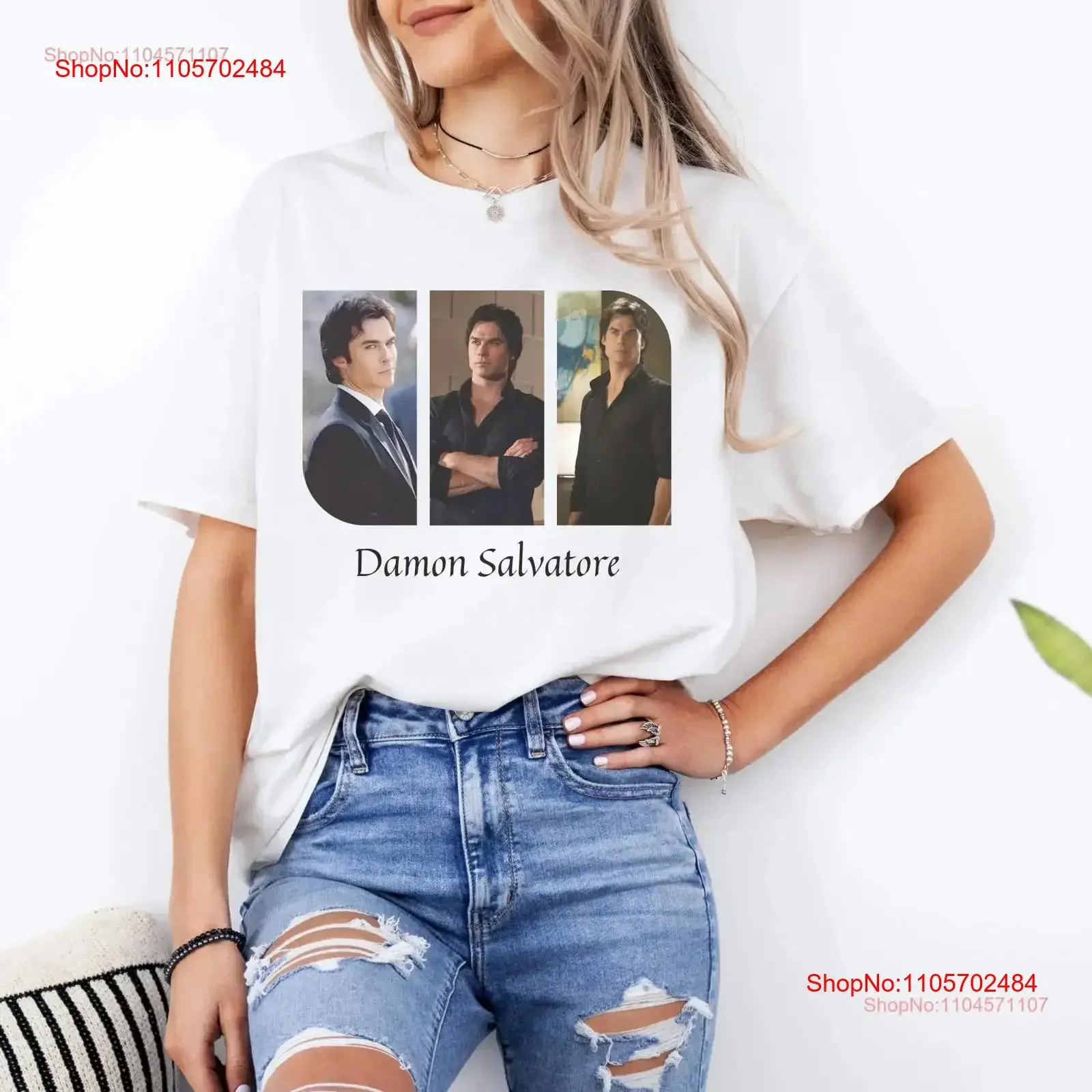 Vampire diaries fan T Shirt the Eras tour Damon Salvatore Stephan Elena print era merch gift vintage Washed Casual Breathable