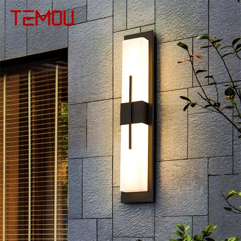 TEMOU-Lámparas LED de pared para exteriores, modernas, eléctricas, sencillas, impermeables, para balcón, pasillo, patio, Villa, puerta, Hotel