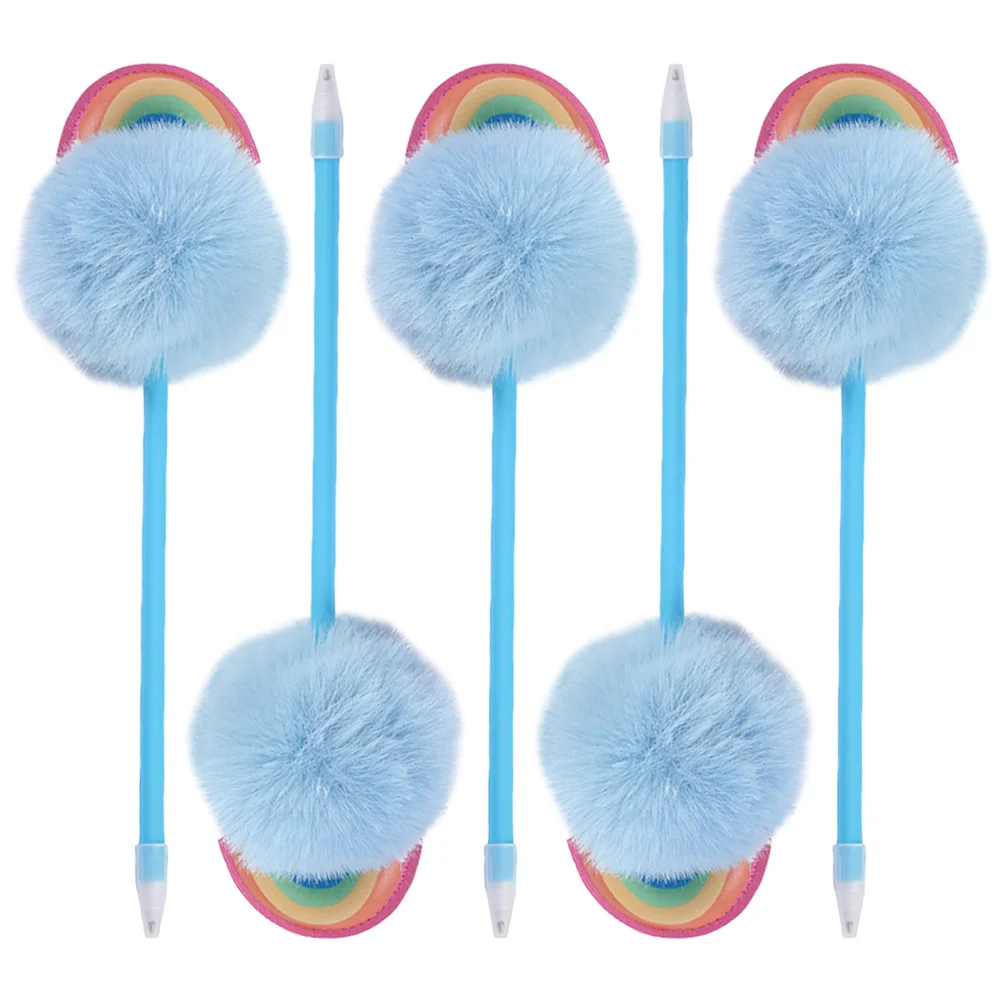 

5Pcs Ballpoint Pens Unique Pompom Design Smooth Writing Ergonomic Grip for School Office Study Cute Round Ballpoint Pens Kawaii