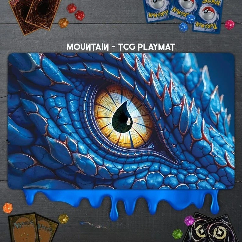 Six Elements Flying Longyan Design MTG TCG 60x35cm Trading Battle Card Pad Rutschfeste und waschbare Verschlusskanten