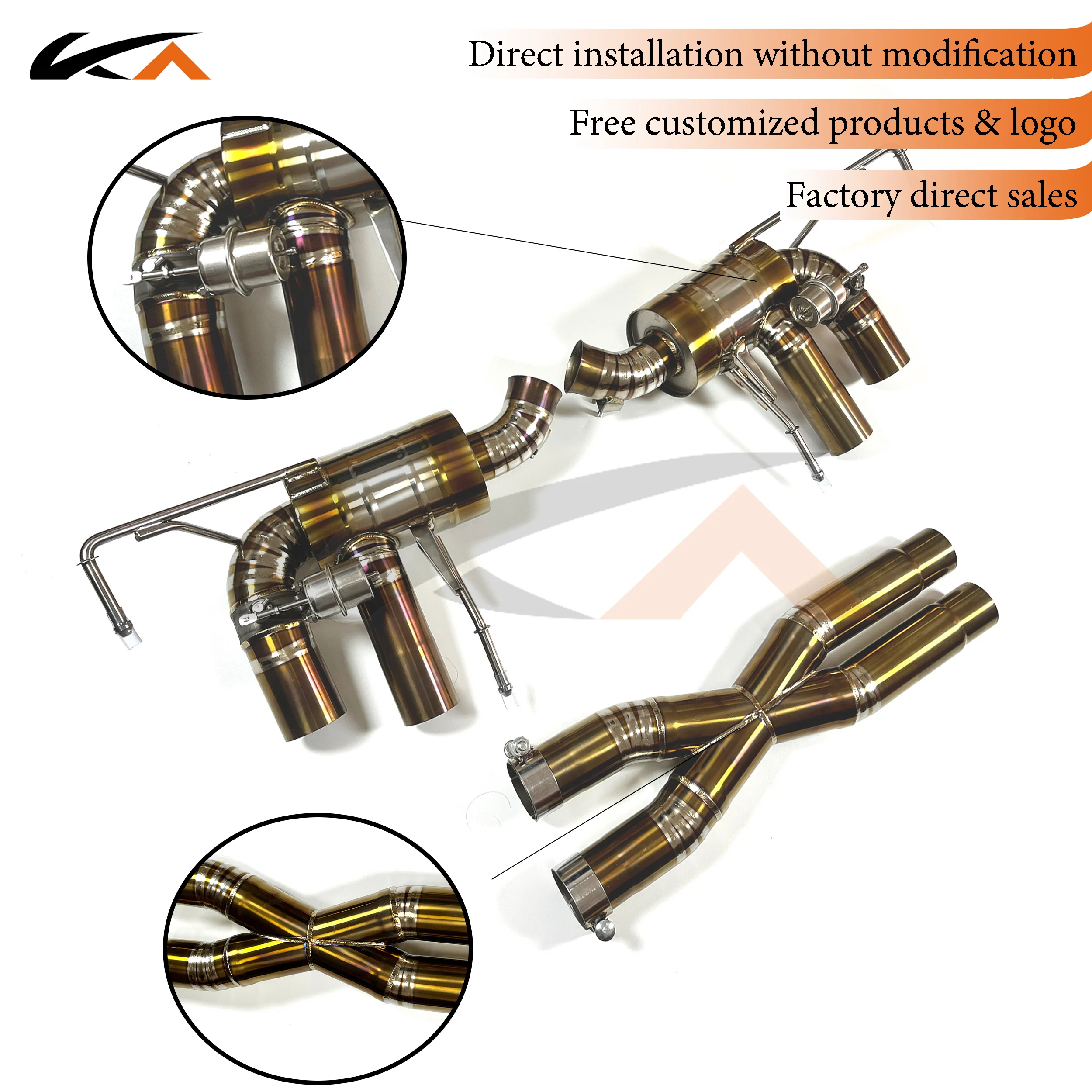 

KA Tuning exhaust system titanium alloy catback for Ferrari California T 3.9T rear section muffler valve with X-pipe
