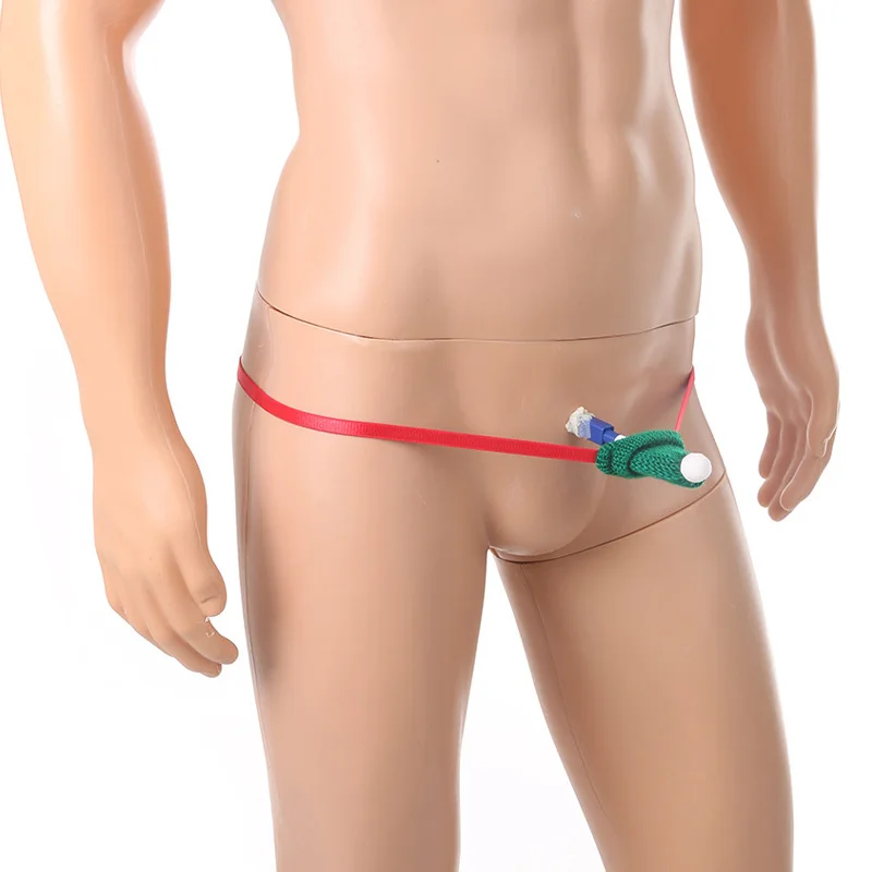 Мужские рождественские подарочные стринги-эластичное забавное нижнее белье, мужские забавные рождественские стринги-эластичное нижнее белье с вырезами для вечеринок 50-90 кг