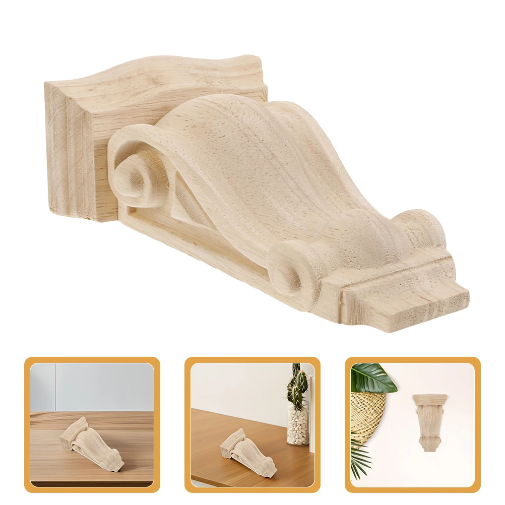 

2 Pcs European Wood Carving Decoration Decorative Trim Appliques Bracket Corbels Farmhouse Wooden Carved