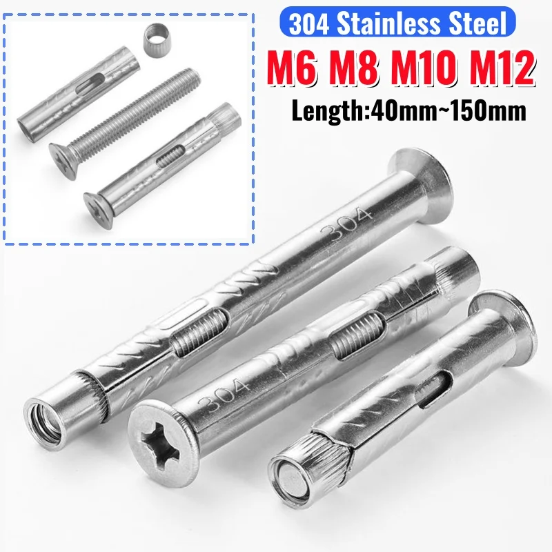 304 Stainless Steel Phillips Countersunk Head Expansion Screw Concrete Anchor Cross Flat Built-in Tension Bolts M6 M8 M10 M12