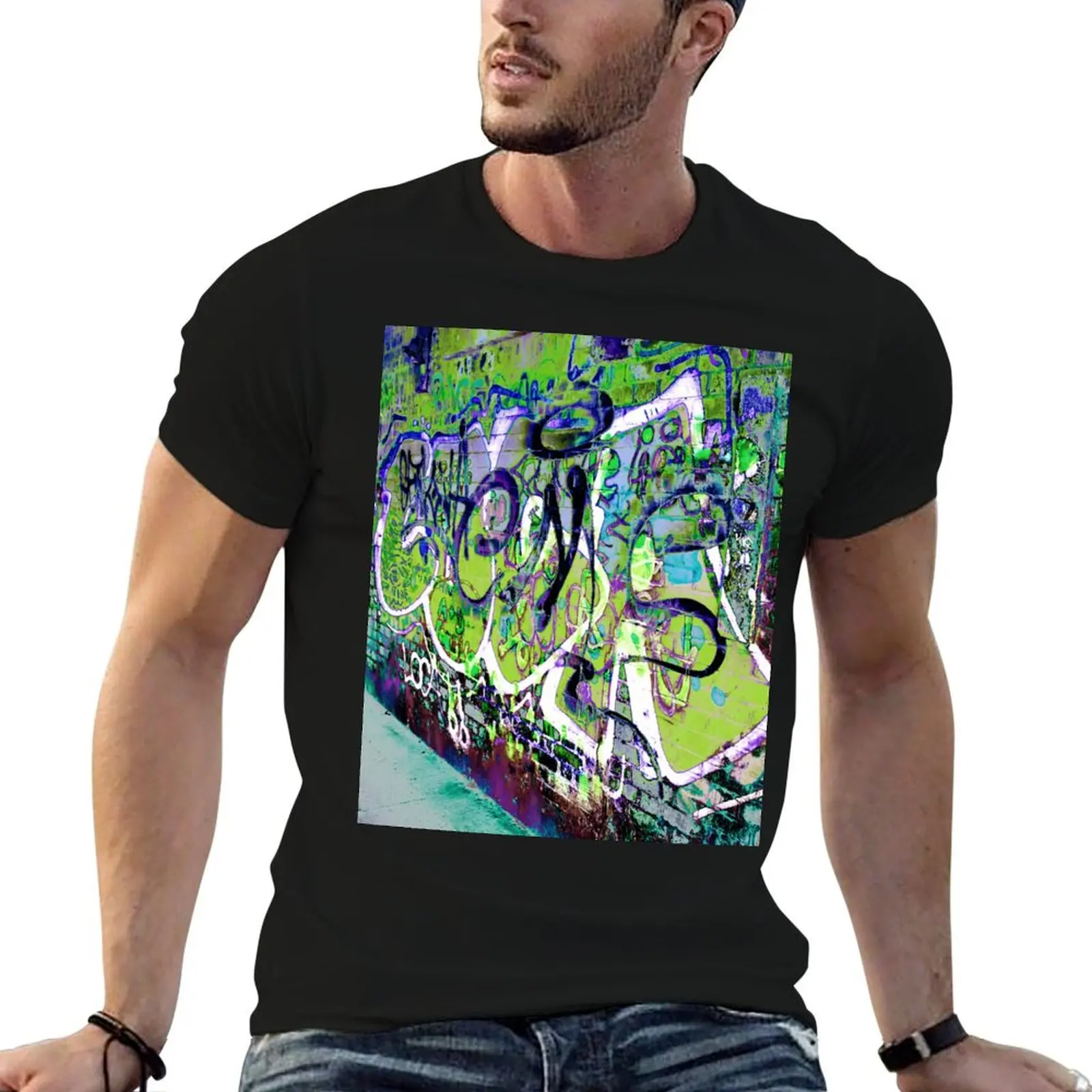 Camiseta Camden Ambient Graffiti - Lime, camiseta de diseñador para hombre, camiseta de anime, camiseta con estampado personalizado
