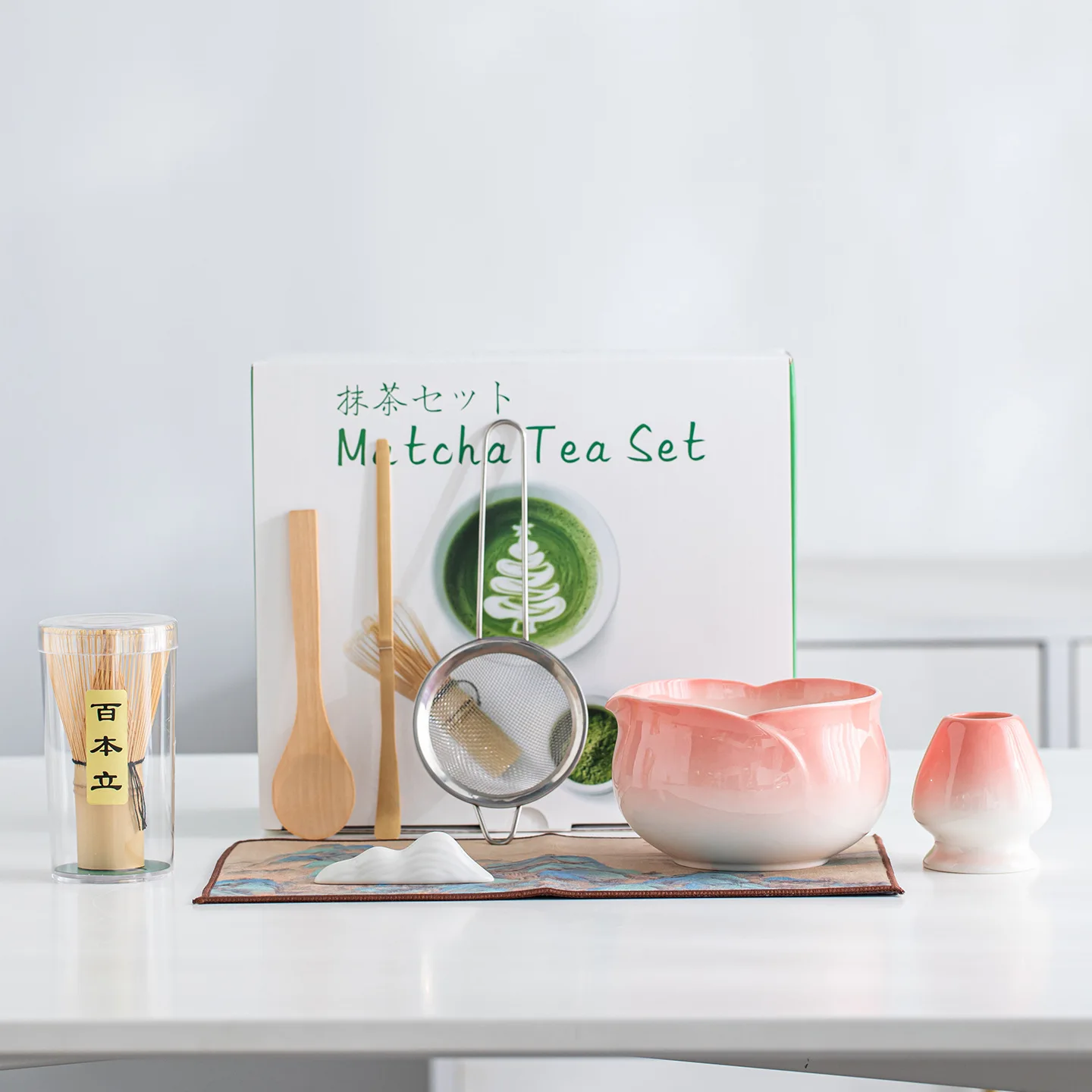 

Chinese Matcha Blender Ceremony Set Ceramic Chawan Bowl Bamboo Whisk and Tea Scoop Matcha Tools Kit For Tea Lovers Tea Tools