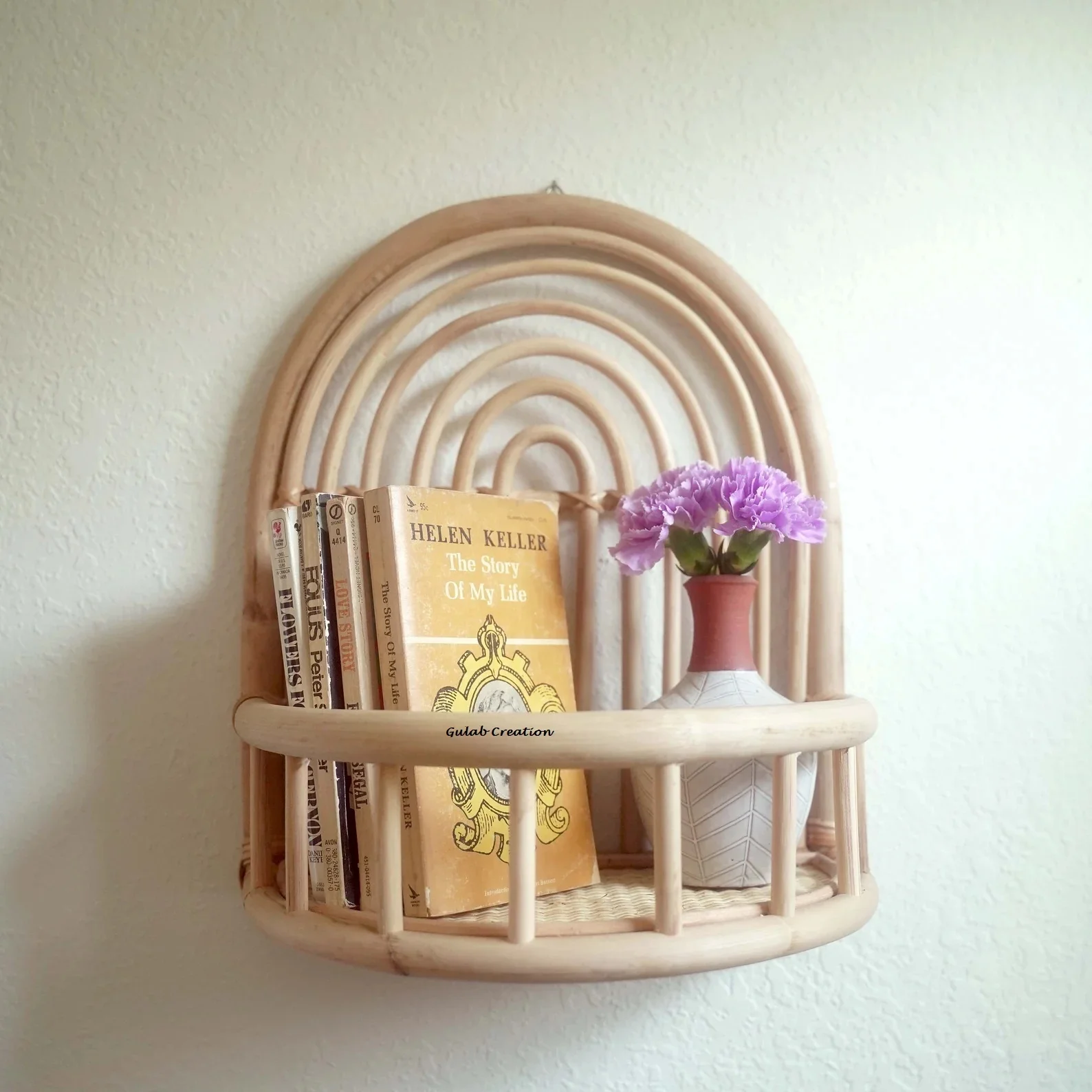 

New innovation home organization Wall Hanging Rattan Wall Shelf Storage by zam zam impex